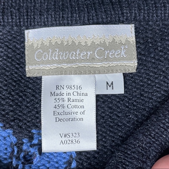 Coldwater Creek M Black multi color embroidered floral cardigan colorful button - Picture 5 of 6